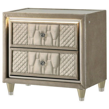  Coaster Furniture Lorient 222662 2-drawer LED Nightstand with USB - Ivory/Camel IMAGE 9