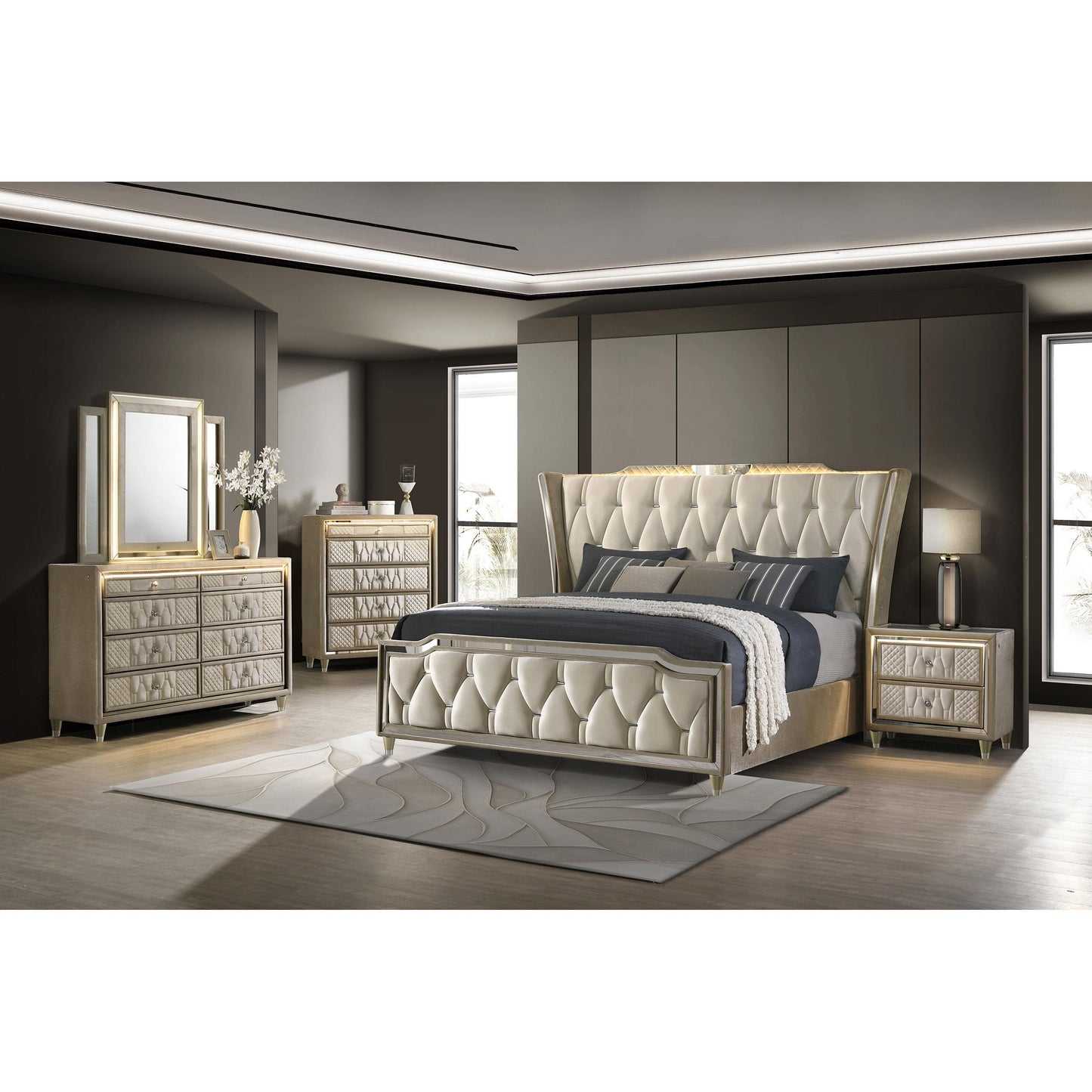 Coaster Furniture Lorient 222663 8-drawer LED Bedroom Dresser Cabinet - Ivory/Camel IMAGE 14