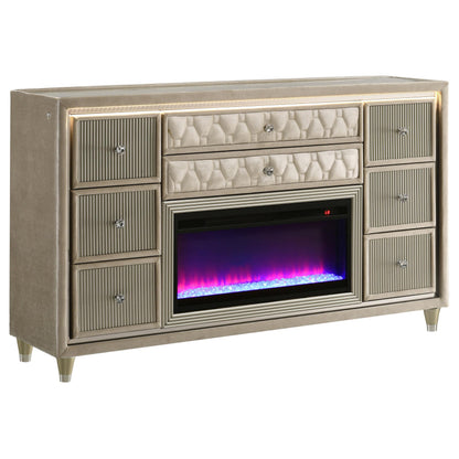  Coaster Furniture Lorient 222663FB 8-drawer LED Bedroom Flame Box Dresser - Ivory Camel IMAGE 1