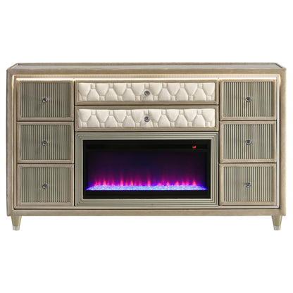  Coaster Furniture Lorient 222663FB 8-drawer LED Bedroom Flame Box Dresser - Ivory Camel IMAGE 13