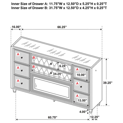  Coaster Furniture Lorient 222663FB 8-drawer LED Bedroom Flame Box Dresser - Ivory Camel IMAGE 14