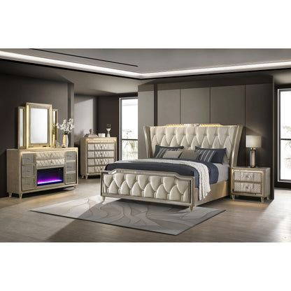  Coaster Furniture Lorient 222663FBM 8-drawer LED Flame Box Dresser and Mirror - Ivory Camel IMAGE 13