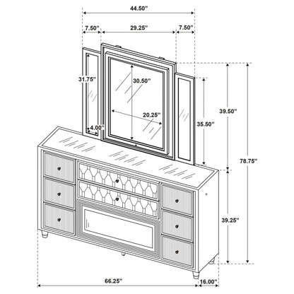  Coaster Furniture Lorient 222663FBM 8-drawer LED Flame Box Dresser and Mirror - Ivory Camel IMAGE 17