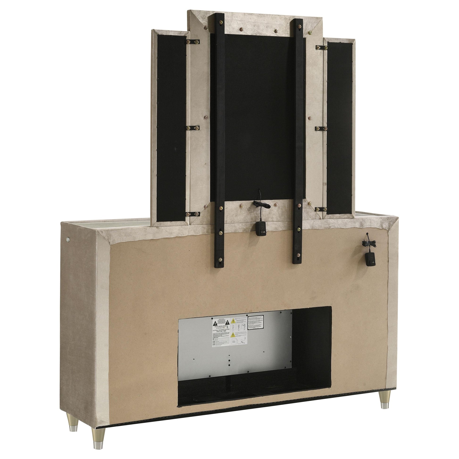  Coaster Furniture Lorient 222663FBM 8-drawer LED Flame Box Dresser and Mirror - Ivory Camel IMAGE 3