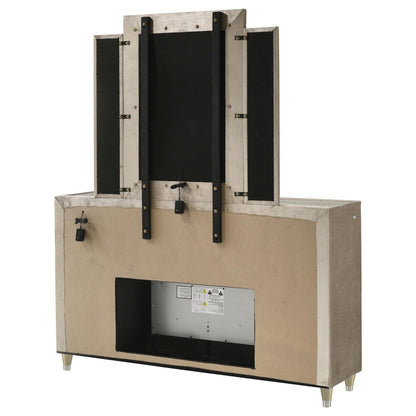  Coaster Furniture Lorient 222663FBM 8-drawer LED Flame Box Dresser and Mirror - Ivory Camel IMAGE 5