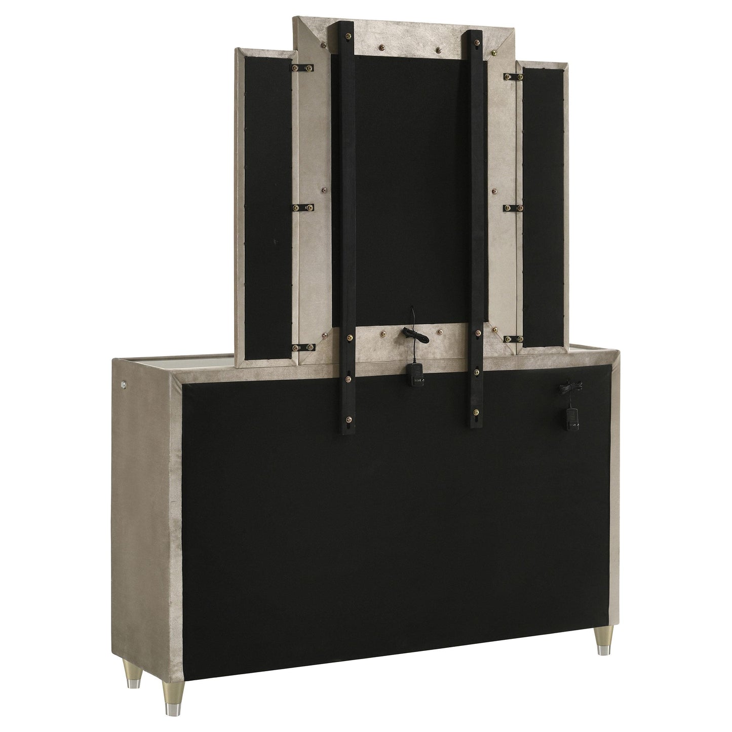  Coaster Furniture Lorient 222663M 8-drawer LED Dresser with Mirror - Ivory/Camel IMAGE 2