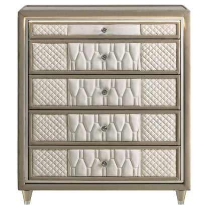  Coaster Furniture Lorient 222665 5-drawer LED Chest - Ivory/Camel IMAGE 7
