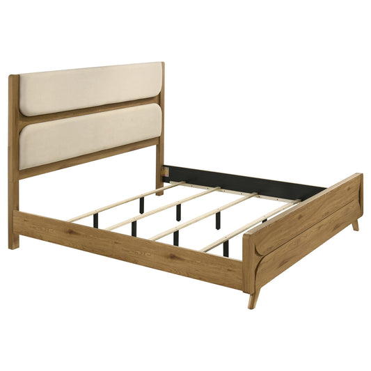  Coaster Furniture Bennett 222901KE 78-inch Eastern King Upholstered Panel Bed - Cream/Light Oak IMAGE 1