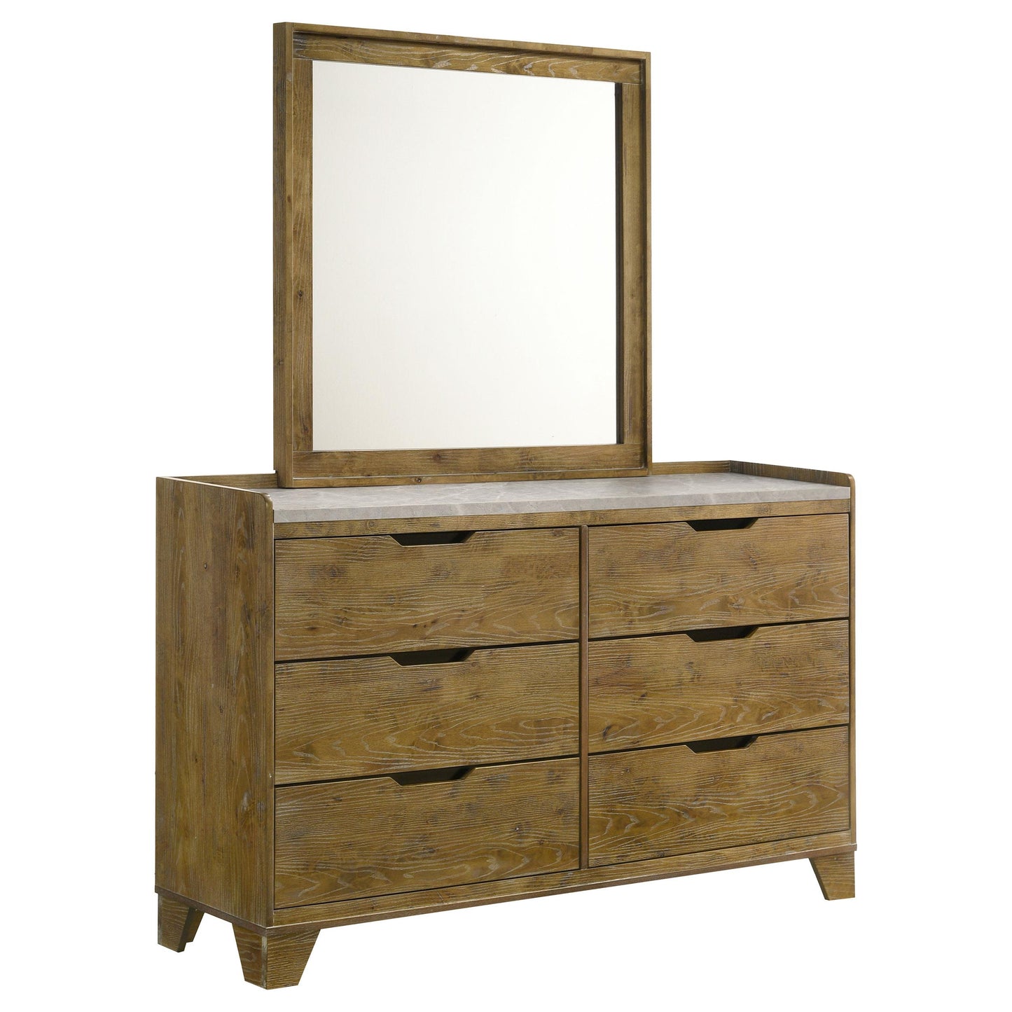  Coaster Furniture Henderson 222973M 6-drawer Bedroom Dresser with Mirror - Medium Oak IMAGE 2