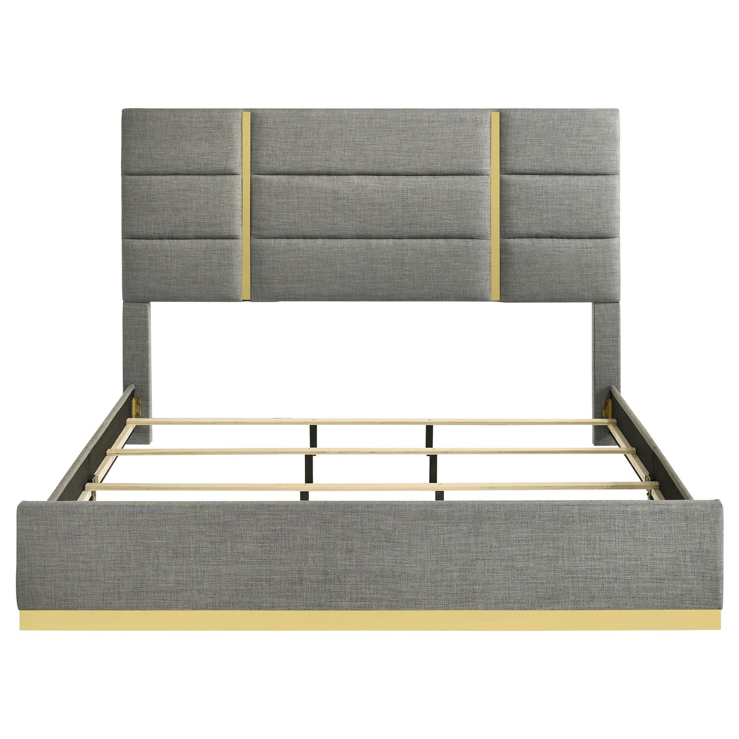  Coaster Furniture Ines 223091GRYKE 56-inch Fabric Upholstered Eastern King Panel Bed - Grey IMAGE 2