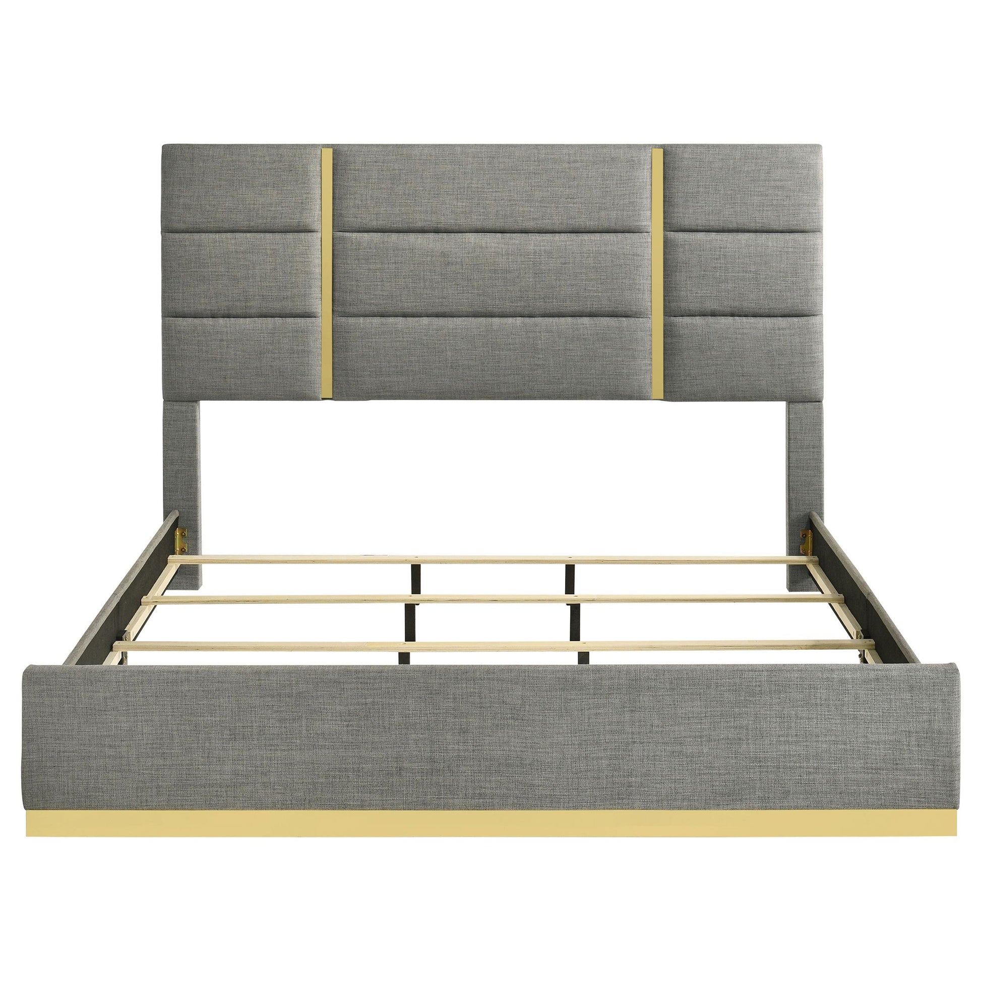  Coaster Furniture Ines 223091GRYKE 56-inch Fabric Upholstered Eastern King Panel Bed - Grey IMAGE 2