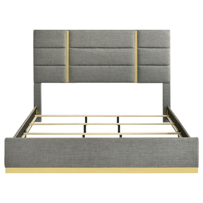  Coaster Furniture Ines 223091GRYKE 56-inch Fabric Upholstered Eastern King Panel Bed - Grey IMAGE 2