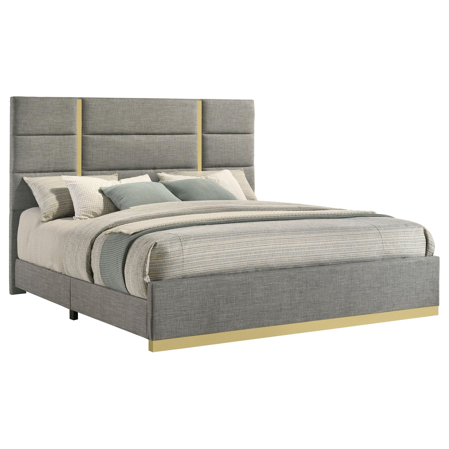  Coaster Furniture Ines 223091GRYKE 56-inch Fabric Upholstered Eastern King Panel Bed - Grey IMAGE 7