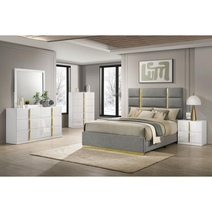  Coaster Furniture Ines 223091GRYKE 56-inch Fabric Upholstered Eastern King Panel Bed - Grey IMAGE 8