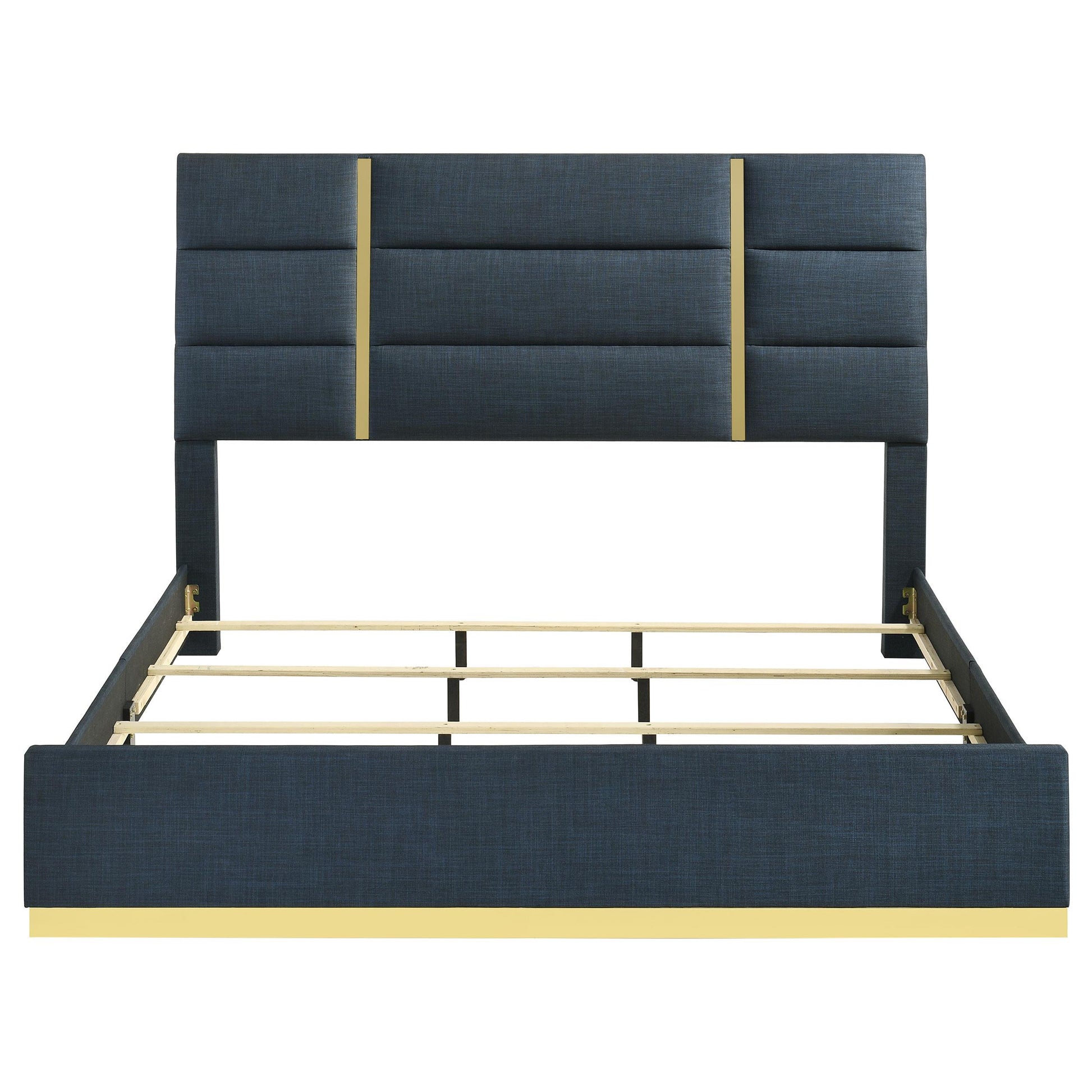  Coaster Furniture Ines 223091NVYKE 56-inch Fabric Upholstered Eastern King Panel Bed - Navy IMAGE 2
