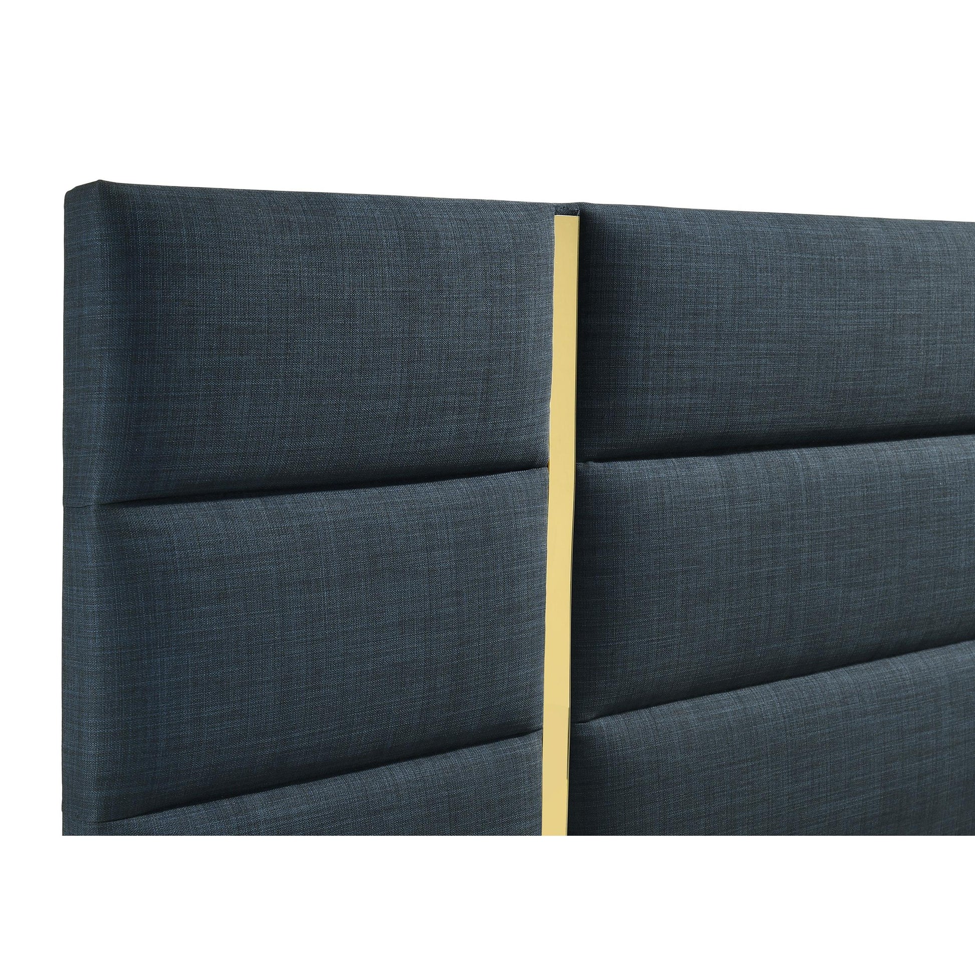  Coaster Furniture Ines 223091NVYKE 56-inch Fabric Upholstered Eastern King Panel Bed - Navy IMAGE 3