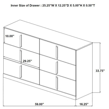  Coaster Furniture Ines 223093 6-drawer Bedroom Dresser Cabinet - White High Gloss IMAGE 10
