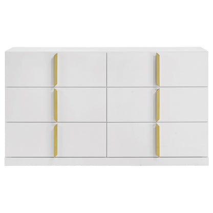  Coaster Furniture Ines 223093 6-drawer Bedroom Dresser Cabinet - White High Gloss IMAGE 5