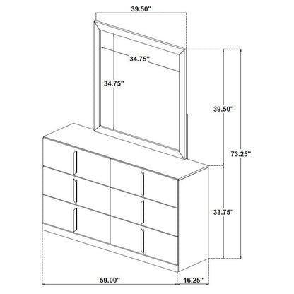  Coaster Furniture Ines 223093M 6-drawer Bedroom Dresser with Mirror - White High Gloss IMAGE 5