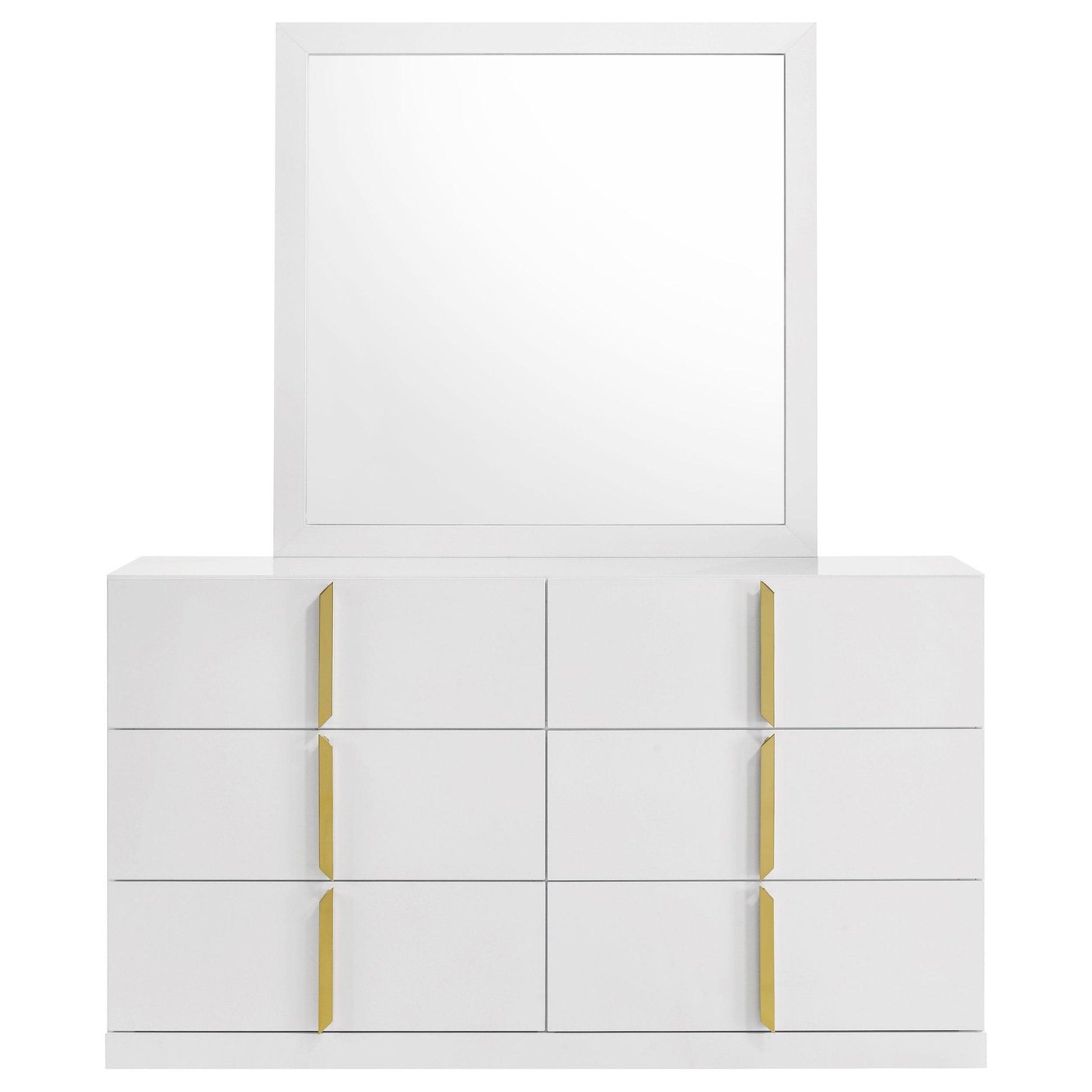  Coaster Furniture Ines 223093M 6-drawer Bedroom Dresser with Mirror - White High Gloss IMAGE 7