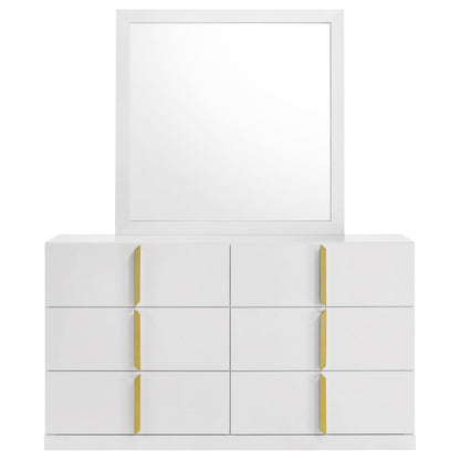  Coaster Furniture Ines 223093M 6-drawer Bedroom Dresser with Mirror - White High Gloss IMAGE 7