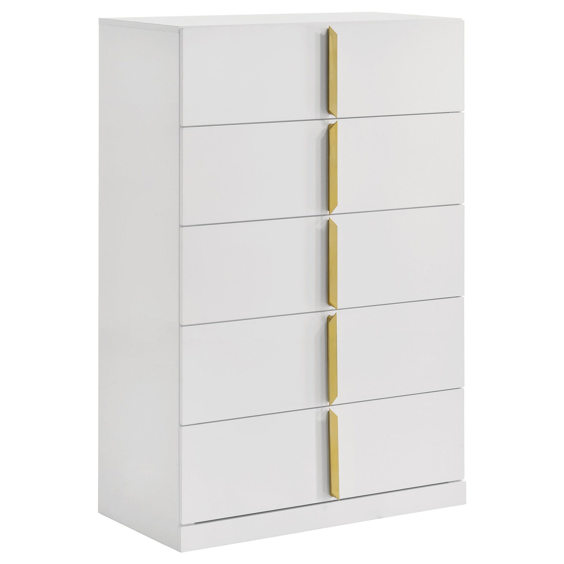  Coaster Furniture Ines 223095 5-drawer Bedroom Chest - White High Gloss IMAGE 1