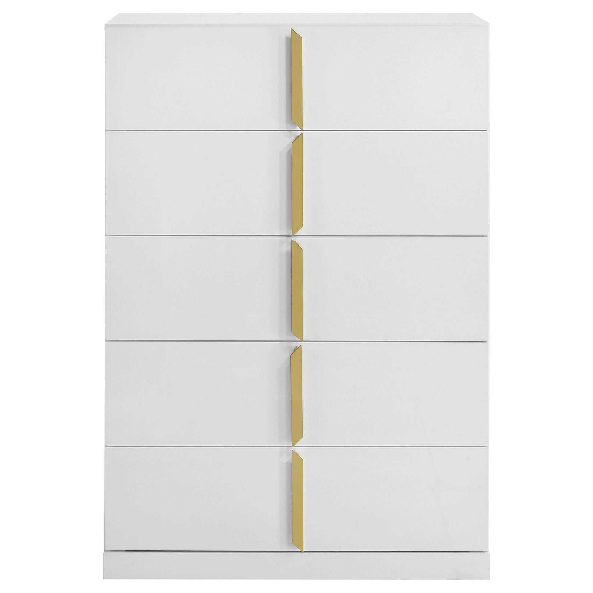  Coaster Furniture Ines 223095 5-drawer Bedroom Chest - White High Gloss IMAGE 5