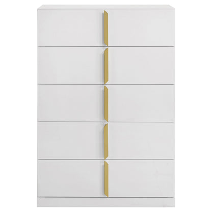  Coaster Furniture Ines 223095 5-drawer Bedroom Chest - White High Gloss IMAGE 5
