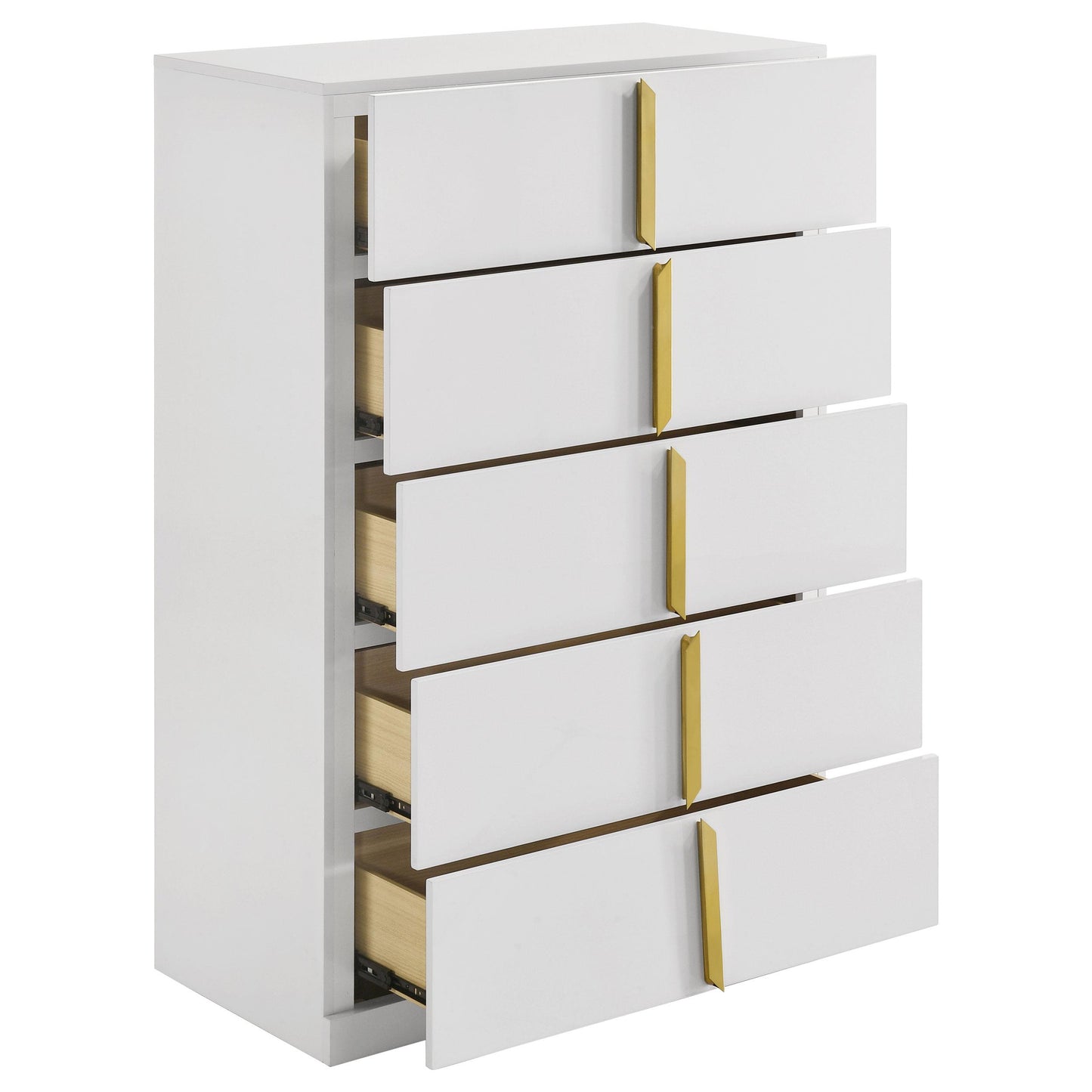  Coaster Furniture Ines 223095 5-drawer Bedroom Chest - White High Gloss IMAGE 6