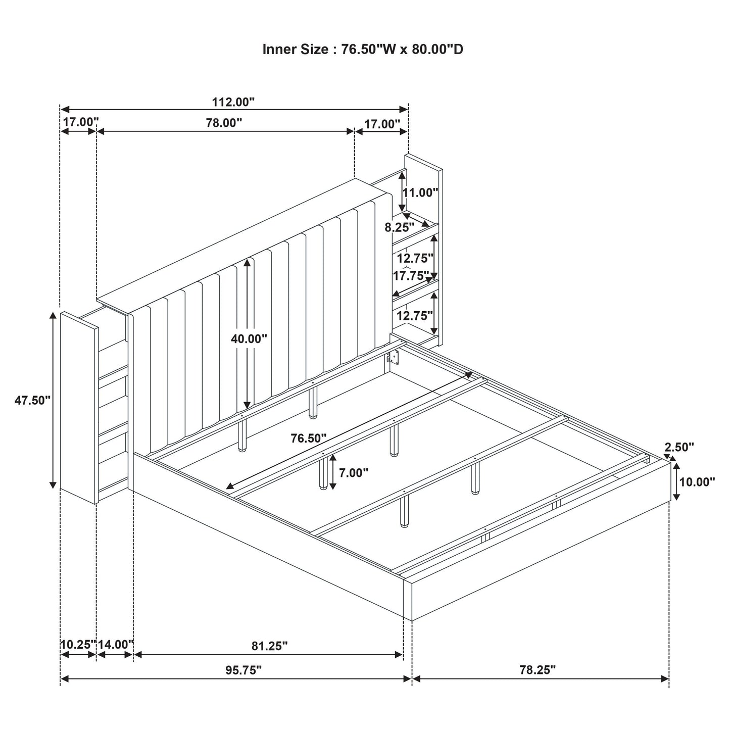  Coaster Furniture Arielle 223111KE Eastern King Bookcase Panel Storage Bed - Light Oak IMAGE 15
