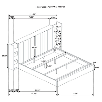  Coaster Furniture Arielle 223111KE Eastern King Bookcase Panel Storage Bed - Light Oak IMAGE 15