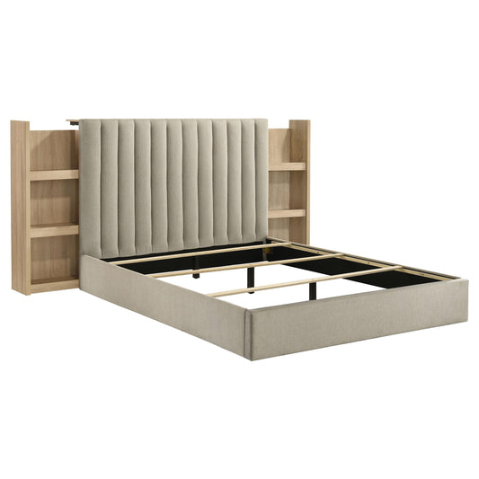  Coaster Furniture Arielle 223111Q Queen Bookcase Panel Storage Bed - Light Oak IMAGE 1
