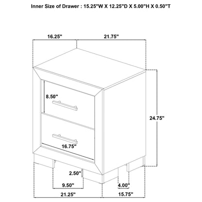  Coaster Furniture Arielle 223112 2-drawer Bedroom Nightstand with Casters - Light Oak IMAGE 9