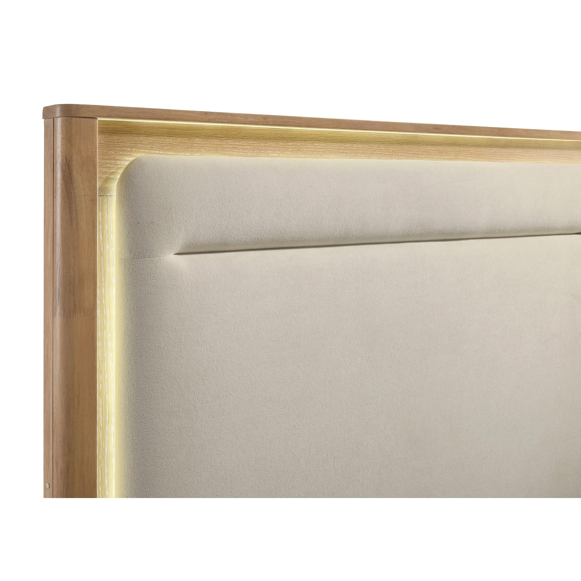  Coaster Furniture Leanne 223131KE Eastern King LED Panel Bed - Off White/Light Oak IMAGE 7