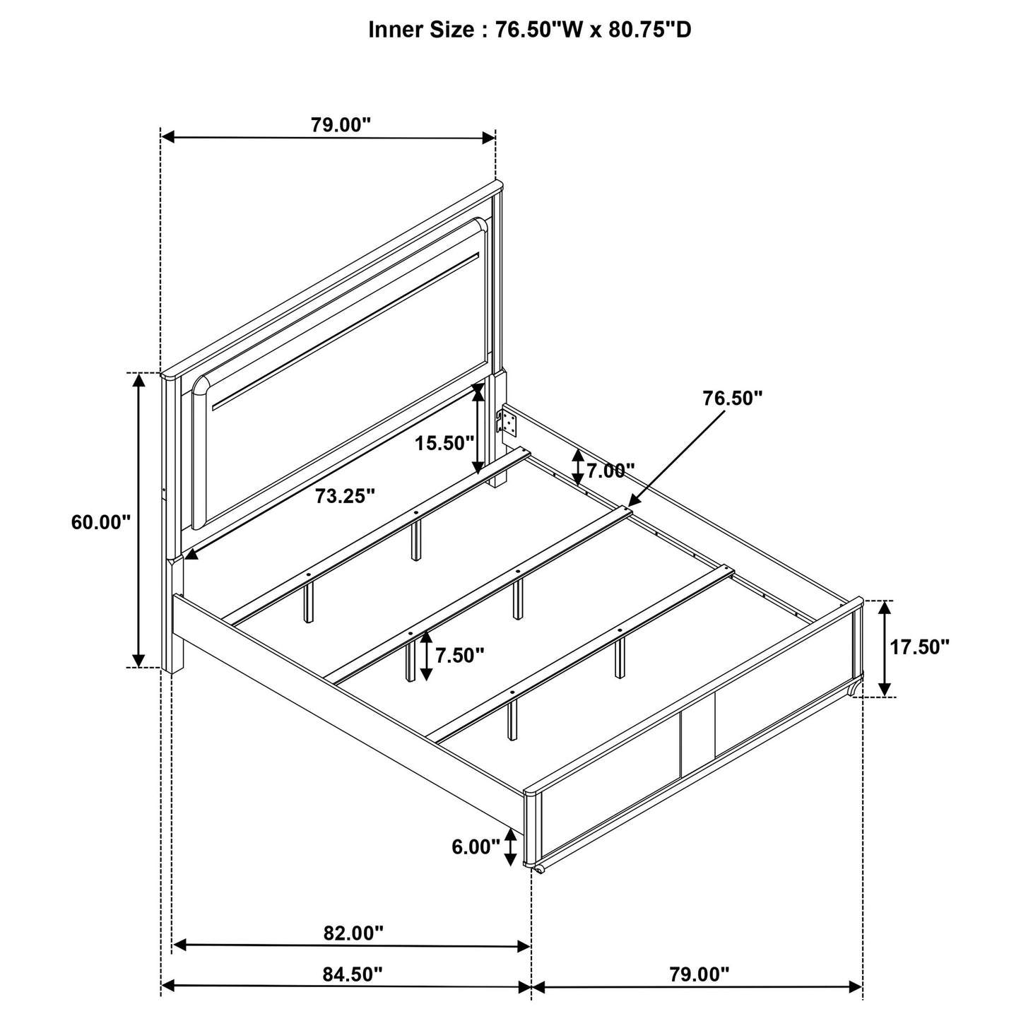  Coaster Furniture Leanne 223131KE Eastern King LED Panel Bed - Off White/Light Oak IMAGE 9