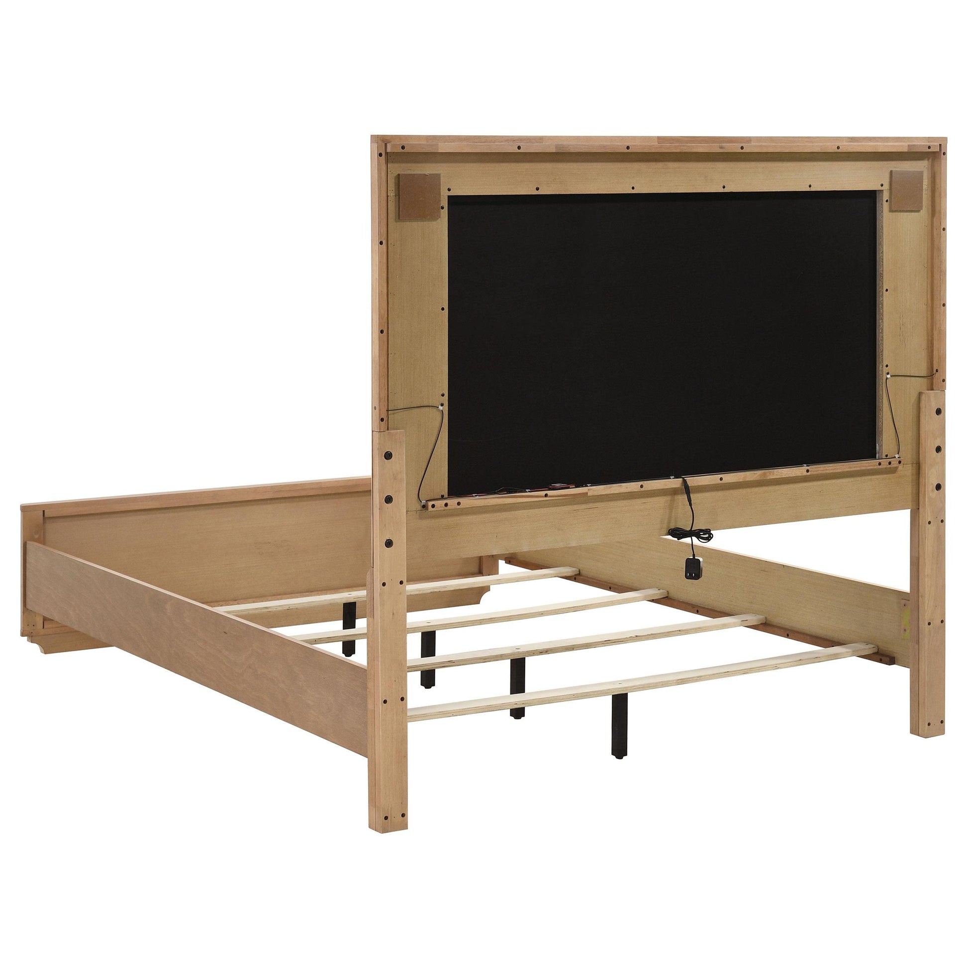  Coaster Furniture Leanne 223131Q Queen LED Panel Bed - Off White/Light Oak IMAGE 1