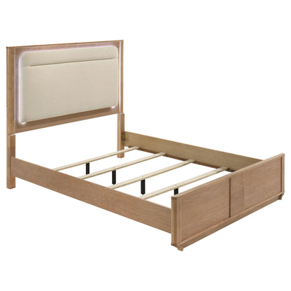  Coaster Furniture Leanne 223131Q Queen LED Panel Bed - Off White/Light Oak IMAGE 2