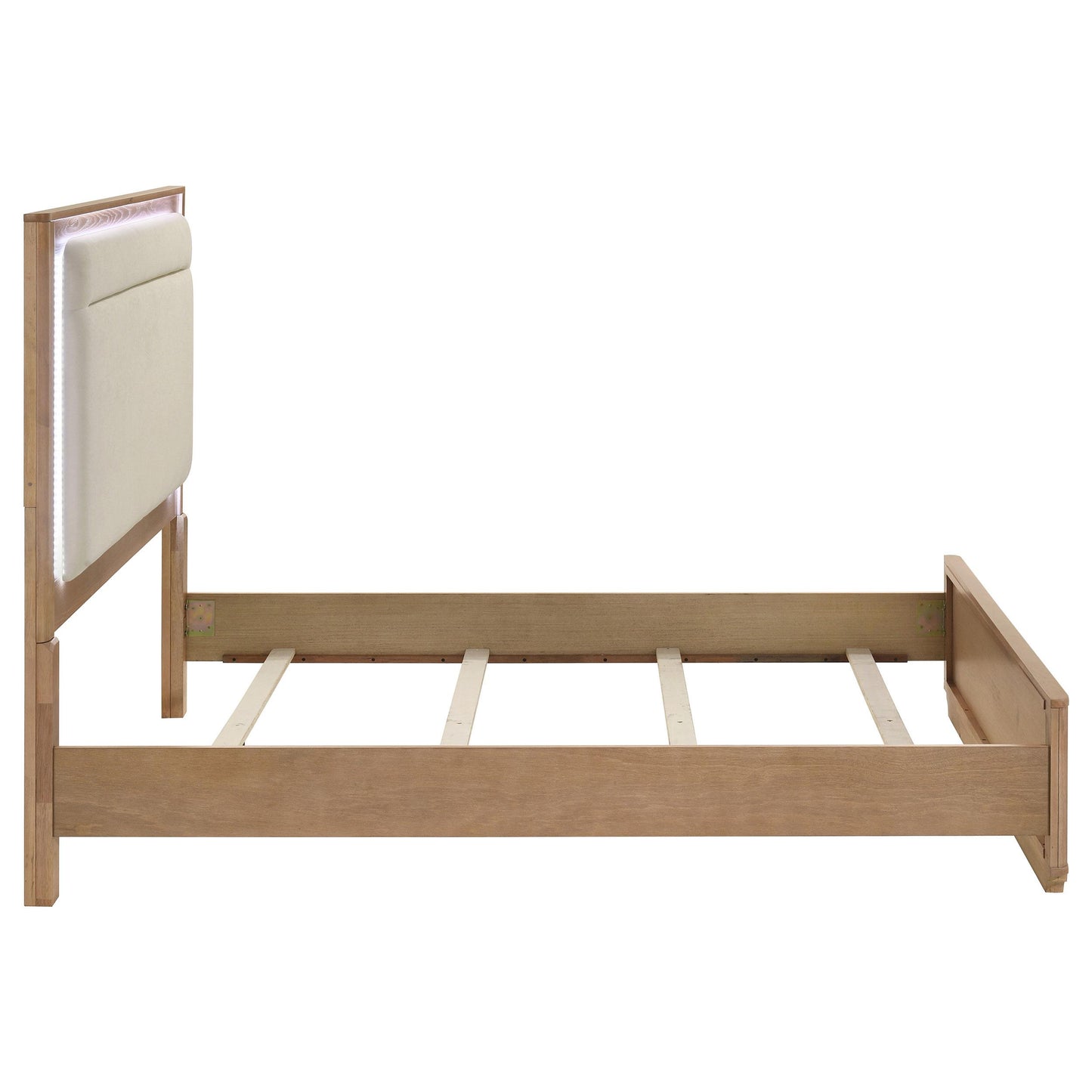  Coaster Furniture Leanne 223131Q Queen LED Panel Bed - Off White/Light Oak IMAGE 4