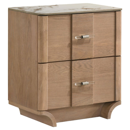  Coaster Furniture Leanne 223132 2-drawer Sinter Stone Top Nightstand - Light Oak IMAGE 1