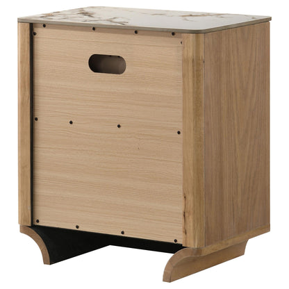  Coaster Furniture Leanne 223132 2-drawer Sinter Stone Top Nightstand - Light Oak IMAGE 6