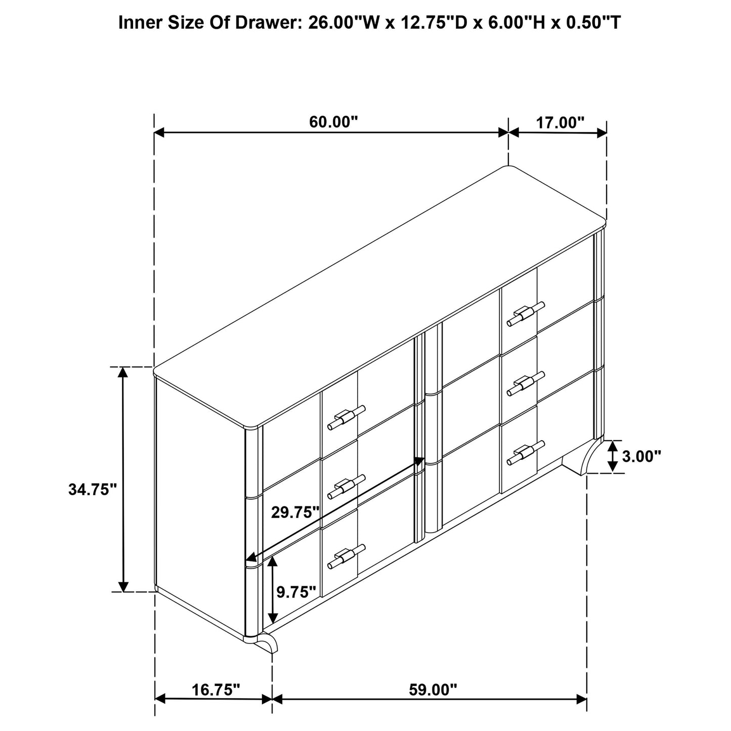  Coaster Furniture Leanne 223133 6-drawer Sinter Stone Top Dresser Cabinet - Light Oak IMAGE 15