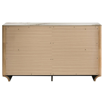  Coaster Furniture Leanne 223133 6-drawer Sinter Stone Top Dresser Cabinet - Light Oak IMAGE 5