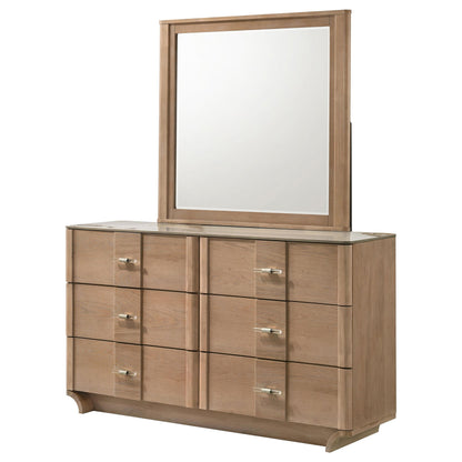  Coaster Furniture Leanne 223133M 6-drawer Sinter Stone Top Dresser and Mirror - Light Oak IMAGE 11
