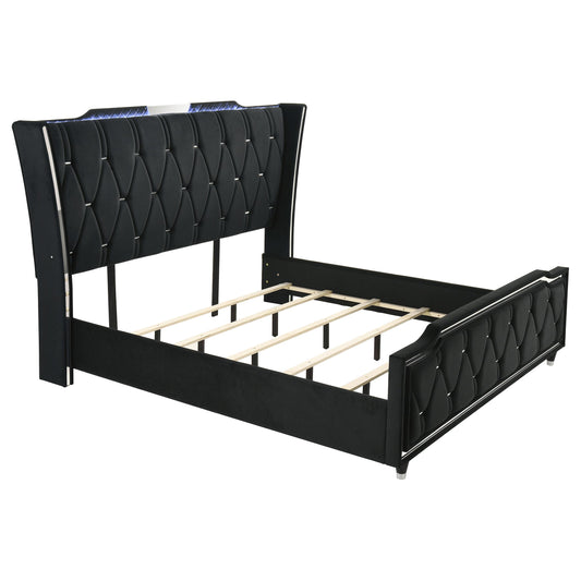  Coaster Furniture Lorient 223161KE Eastern King LED Upholstered Bed - Black IMAGE 1
