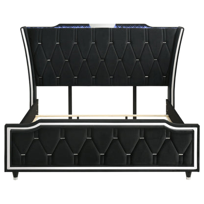  Coaster Furniture Lorient 223161KE Eastern King LED Upholstered Bed - Black IMAGE 3