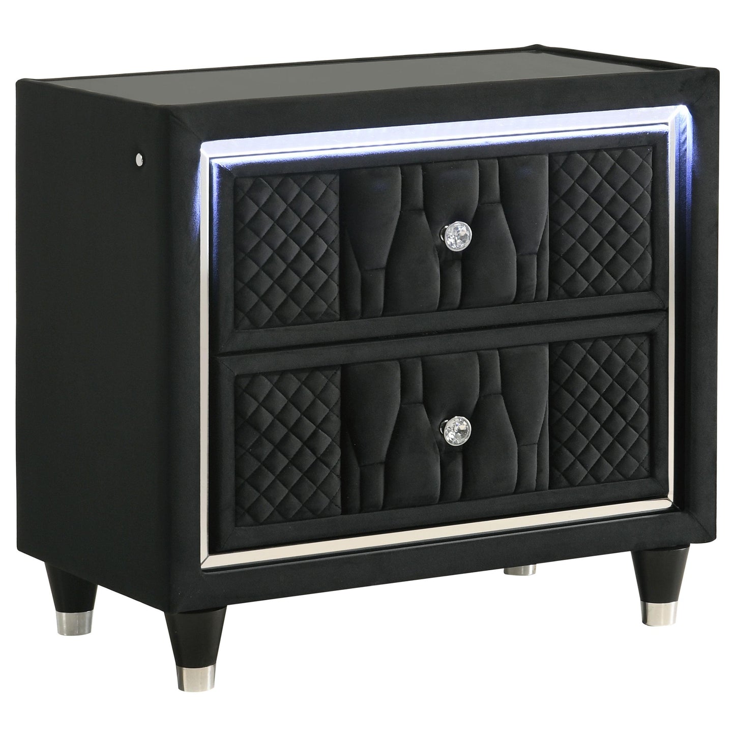  Coaster Furniture Lorient 223162 2-drawer LED Nightstand with USB - Black IMAGE 1