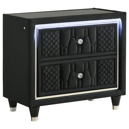  Coaster Furniture Lorient 223162 2-drawer LED Nightstand with USB - Black IMAGE 1