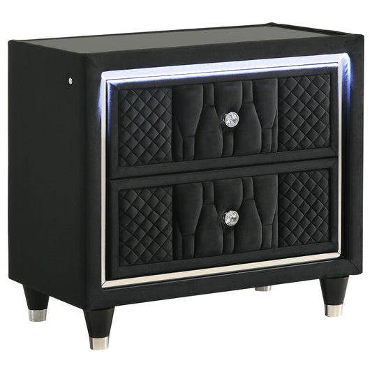  Coaster Furniture Lorient 223162 2-drawer LED Nightstand with USB - Black IMAGE 1