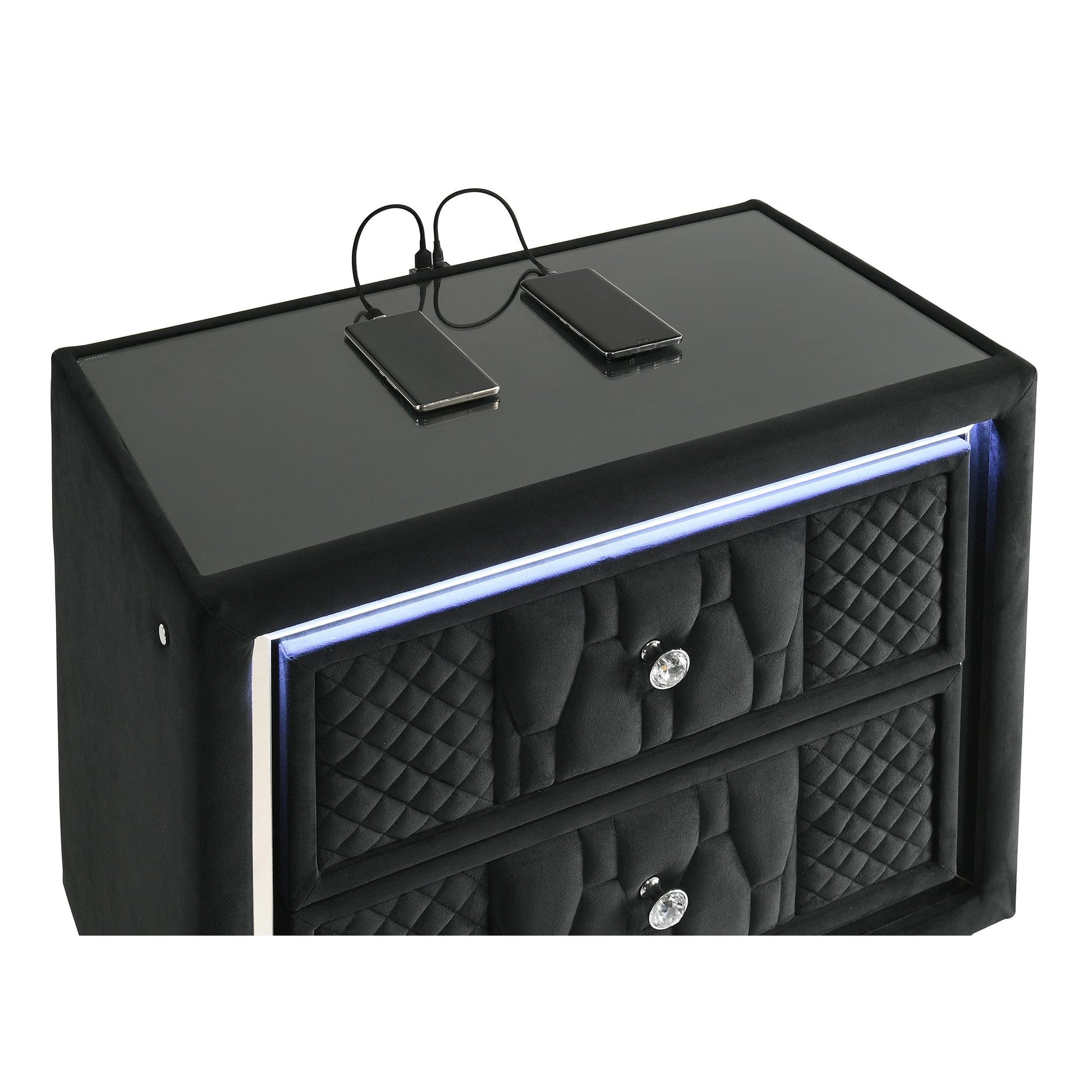  Coaster Furniture Lorient 223162 2-drawer LED Nightstand with USB - Black IMAGE 3