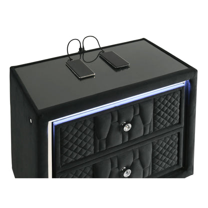  Coaster Furniture Lorient 223162 2-drawer LED Nightstand with USB - Black IMAGE 3